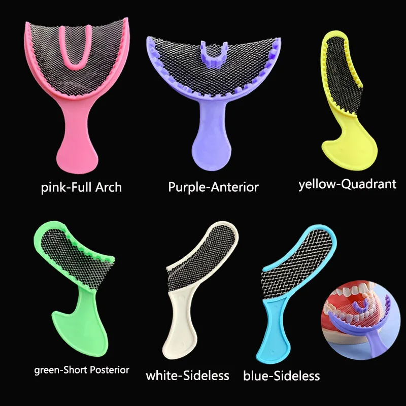 

1pack Colorful Dental Disposable Bite Impression Trays Dental 5 Types Plastic Tray With Net Teeth Registration Impression Tray