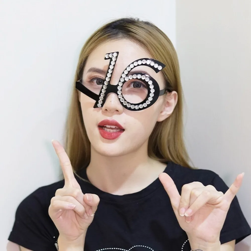 Funny Birthday Number Rhinestone Glasses Rhinestone Number Design Party Sunglasses 16th 18th 30th 40th 50th 60th Party Mask