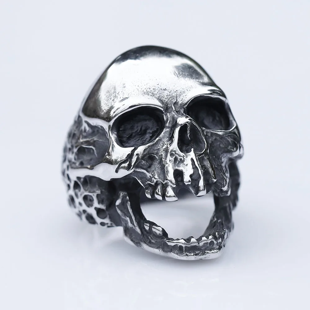 2022 NEUE Herrenringe aus 316L-Edelstahl, großer wilder Totenkopf-Vintage-Ring für Teenager, Gothic-Punk-Biker-Schmuck, Geschenk, kostenloser Versand