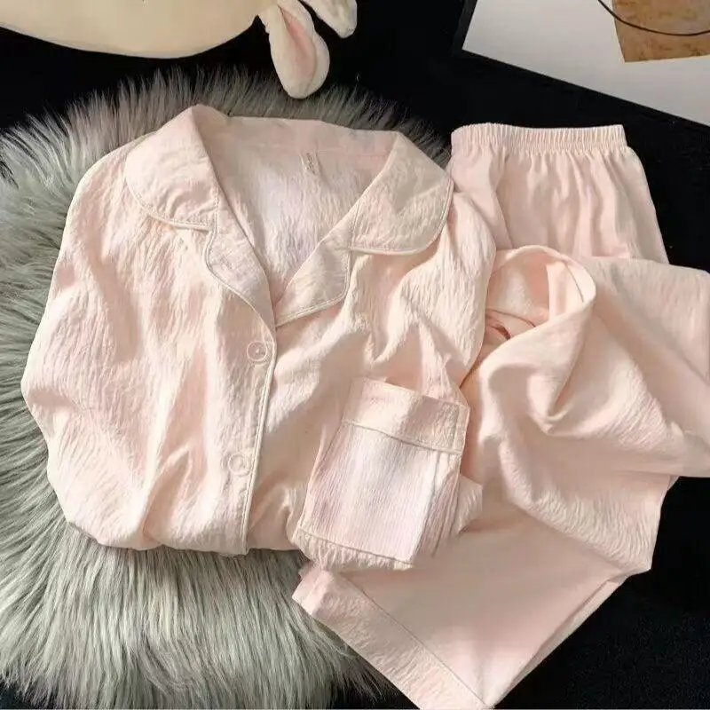 بيجامة نسائية جديدة رفيعة بأكمام طويلة لعام 2025 للربيع والخريف ملابس منزلية فضفاضة برسوم كارتونية حلوة وجذابة مجموعة ملابس منزلية عصرية مثيرة #1