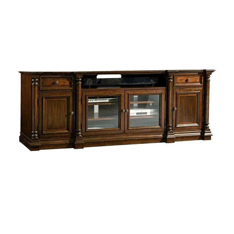 Imported mahogany core full feature wall TV cabinet combination, eco-friendly paint, distressed solid wood bookcase, villa
