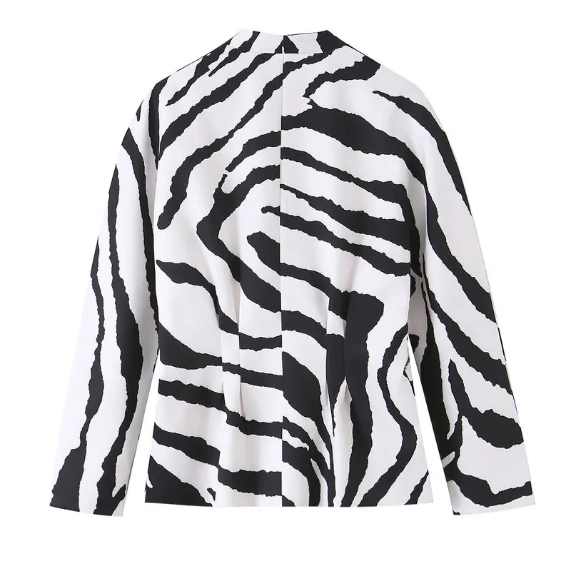 Loose Zebra Print Stand Collar Suit Jacket Women's Fashion Design Autumn New Arrival Casual Short Outerwear 2026