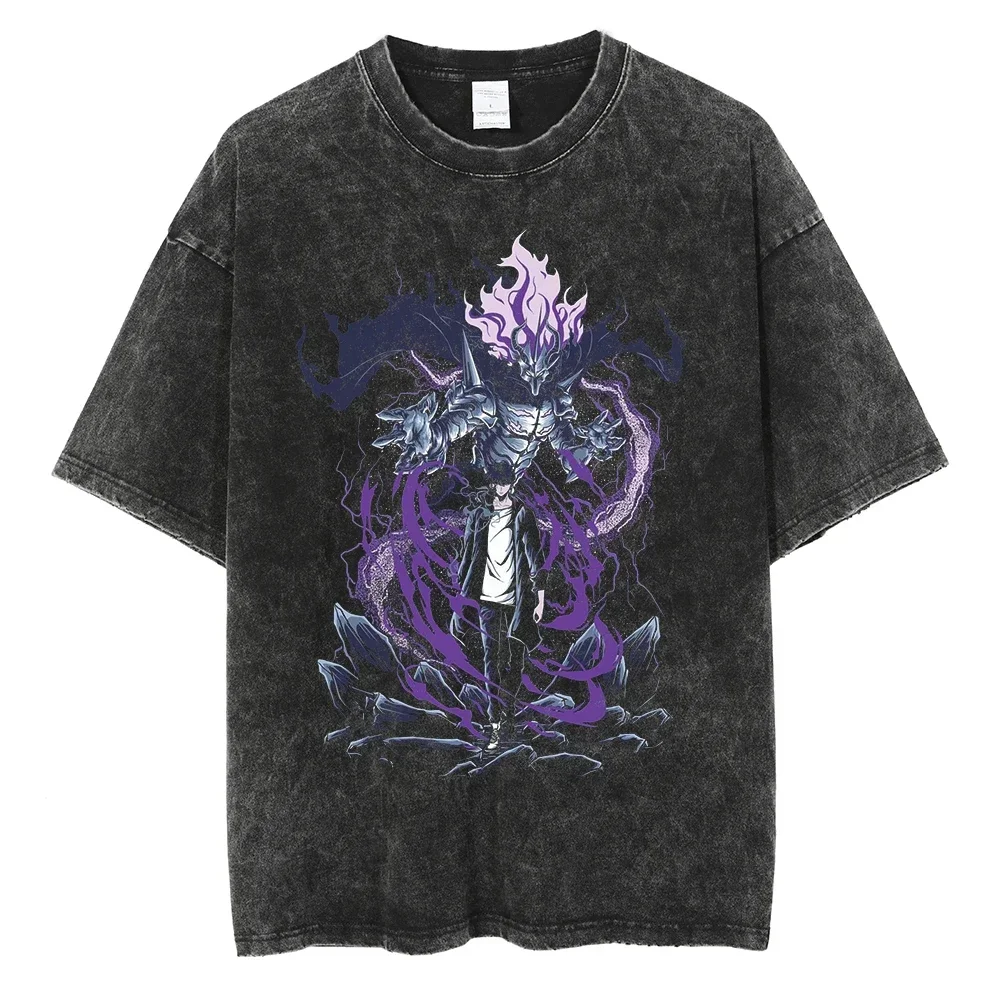 2026 Neues Japanisches Anime T-Shirt in Hoher Qualität für Männer und Frauen aus Baumwolle mit Vintage-Waschung und Retro-Print Streetwear Familien-Matching-Oberteil