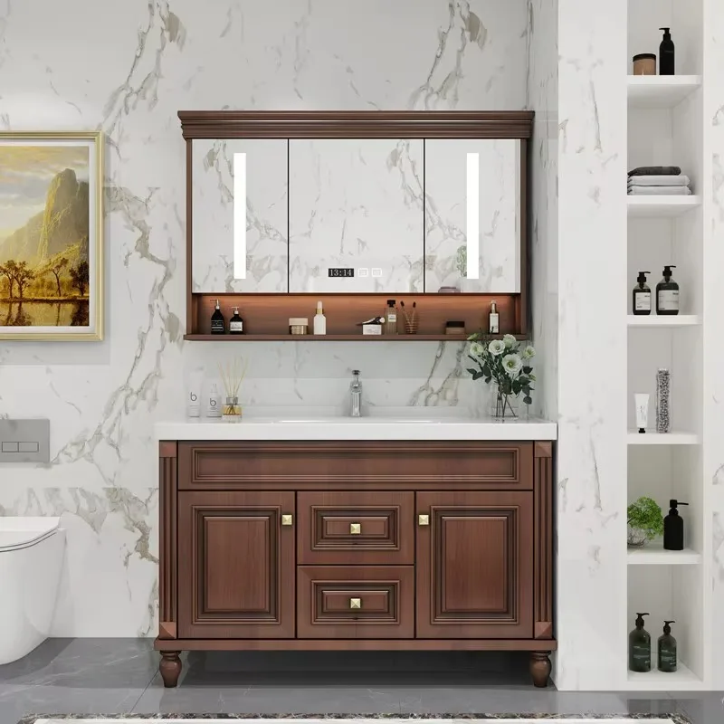 Floor Standing Bathroom Cabinet Wooden Modern Mirror Storage Bathroom Cabinet Tall Space Saver Mobiletto Bagno Home Furniture