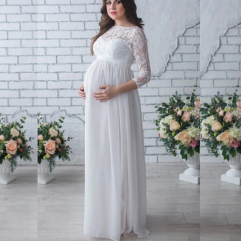 Crochet Lace Maternity Photography Props Dresses Maternity Photo Shoot Cardigan Dress Pregnancy Women Long Dress