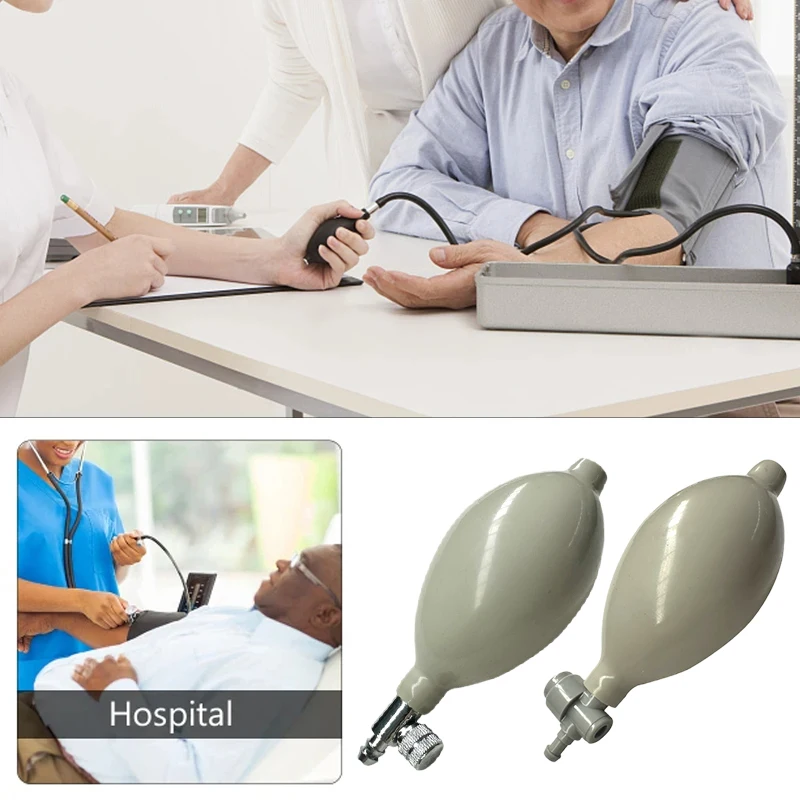 

Gray Rubber Blood Pressure Monitor Handheld Sphygmometer Adjustable Pump Bulb Valve Accessories Inflator Bulb Air Pump