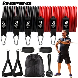 Resistance Bands Set 250lbs Elastic Exercise Bands with Door Anchor, Handles, Ankle Straps and Carry Bag, Indoor Outdoor Fitness