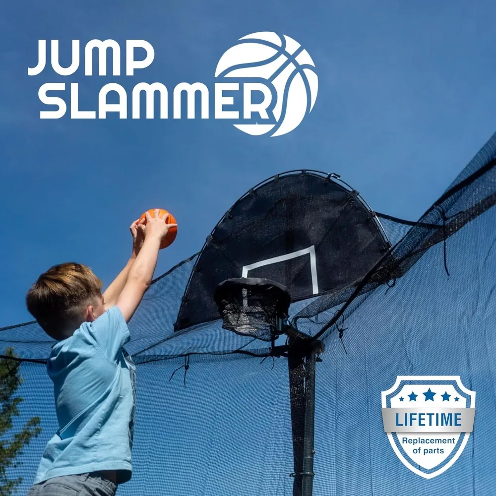 Acessório de cesta de basquete para trampolins - design aprimorado 2024 com garantia vitalícia de peças e recurso Slam Dunk