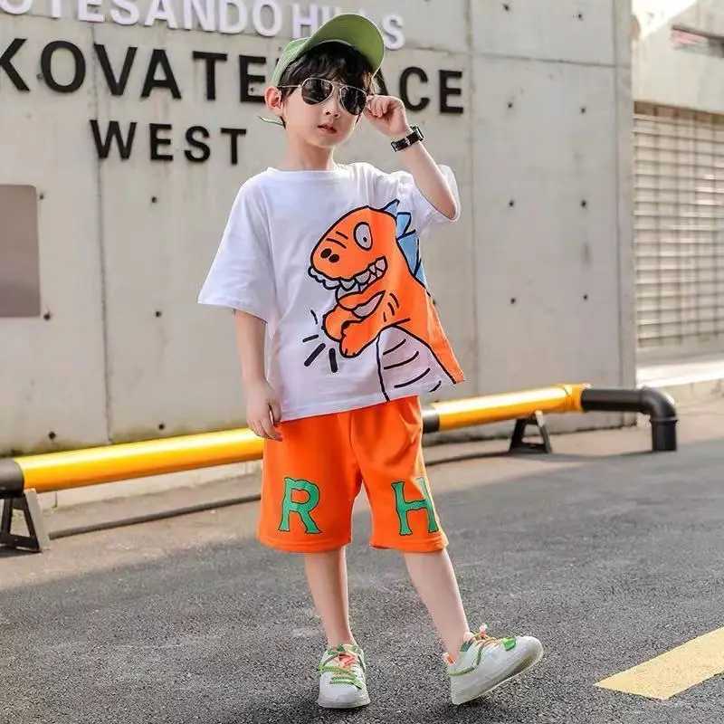 

1-14Y Children's suit 2022 Baby Boy Summer New Kids Girl clothes outfits Short Sleeve Shirt + Shorts two piece set