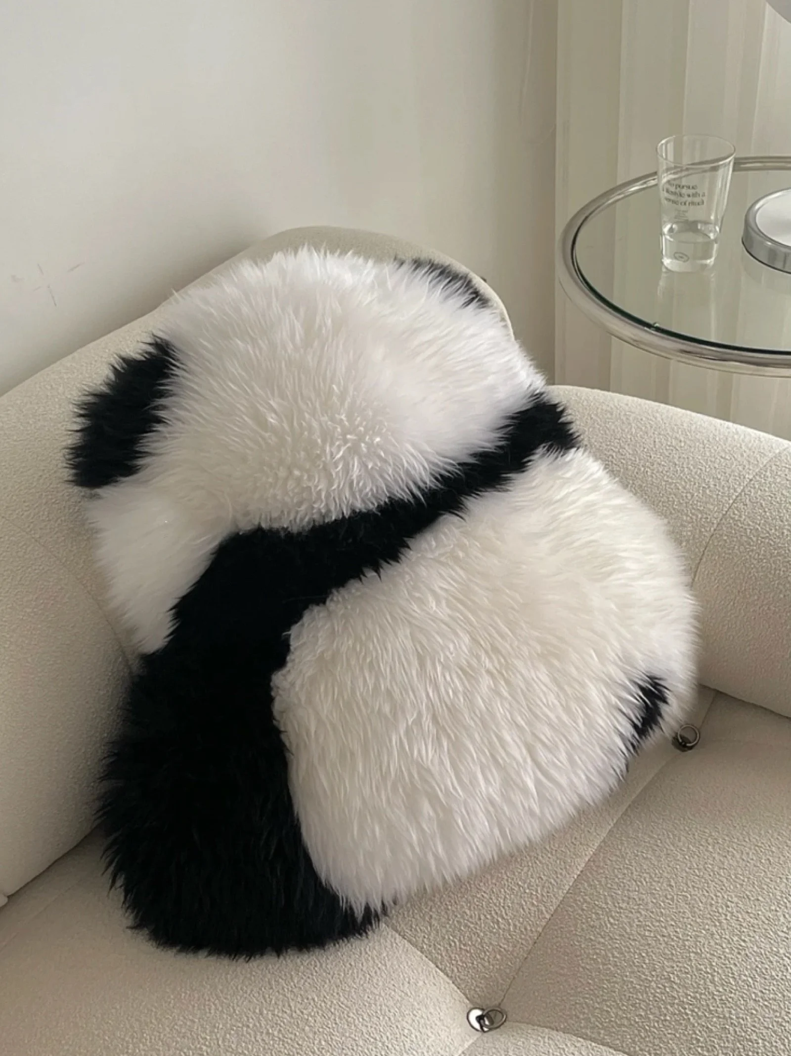 Adorable Panda Texdream Dreaming And Flower Woolen Cushion Real Wool Sofa Living Room Floor Mat Home Decorative Throw Pillow