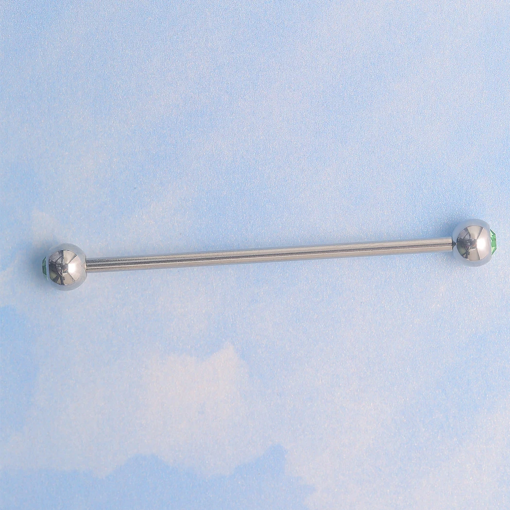 JHJT Industrial Barbell Piercing 14G Stainless Steel Industrial Bar Cartilage Earring Ring Jewelry