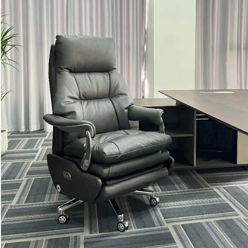 Office household leather class chair, light luxury reclining waist protection electric massage boss chair