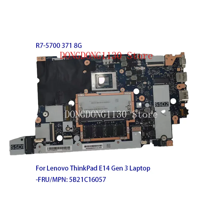 Placa base para portátil D con procesador combinado de CPU R7-5700 371 8G para ThinkPad E14 Gen 3 placa base Original para ordenador portátil completamente probada