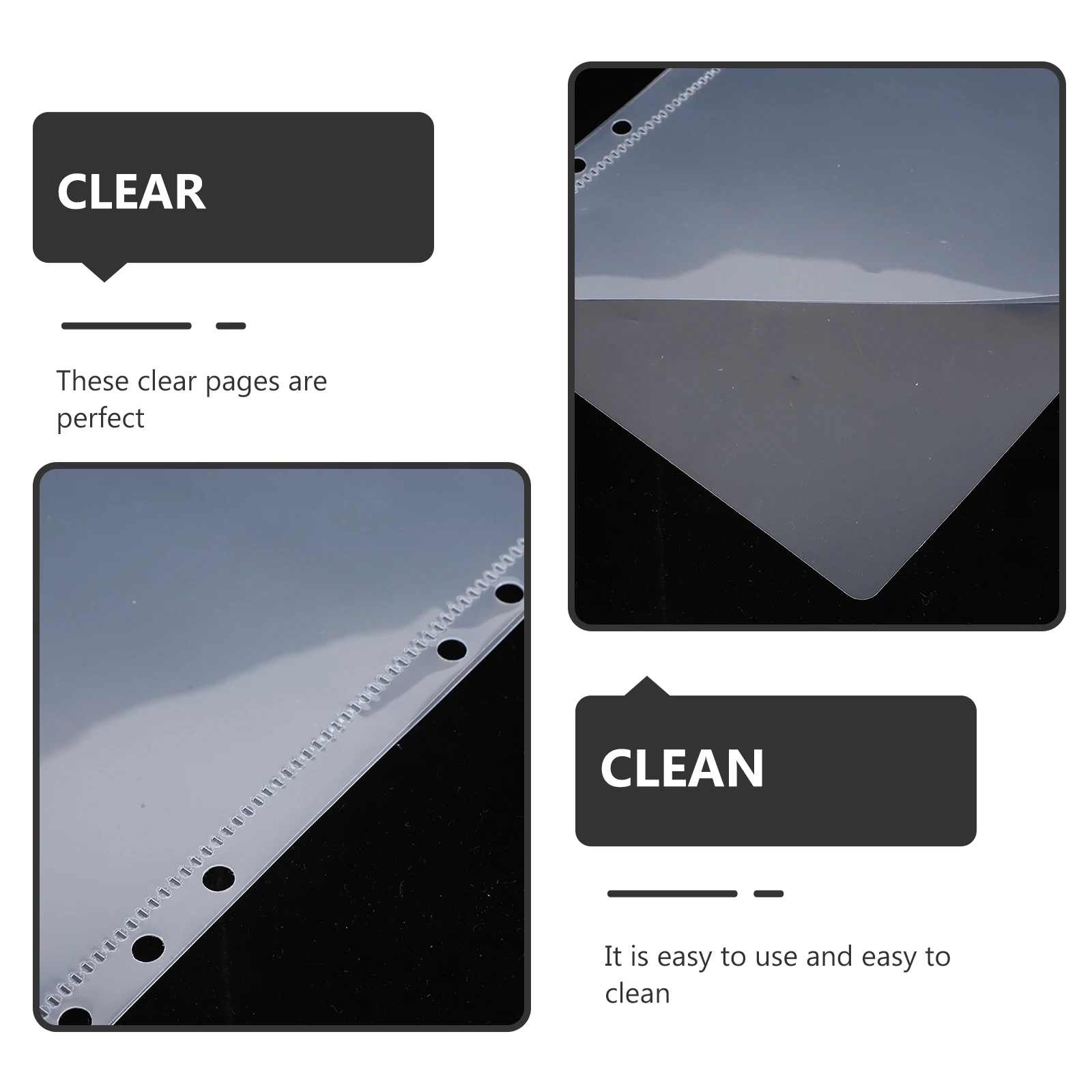 

5pcs Transparent Document Protectors Wear-Resistant Storage Pages Office Binder Folders Student Multifunctional Plastic Pocket
