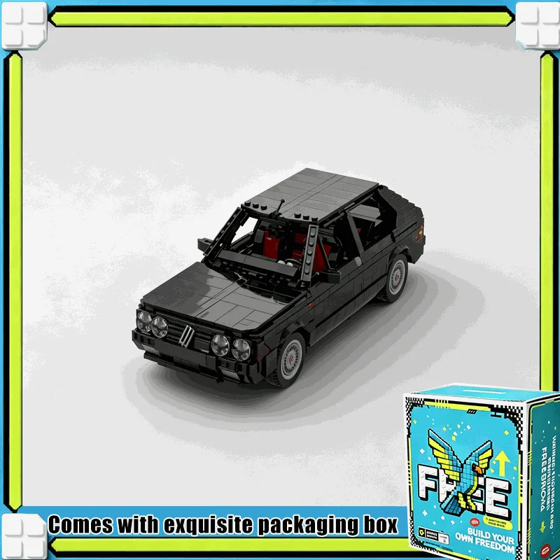 1369PCS Classic 80S Compact Hatchback Sport Car Model Building Blocks Set Retro City Vehicle Bricks DIY Creative Display Gift