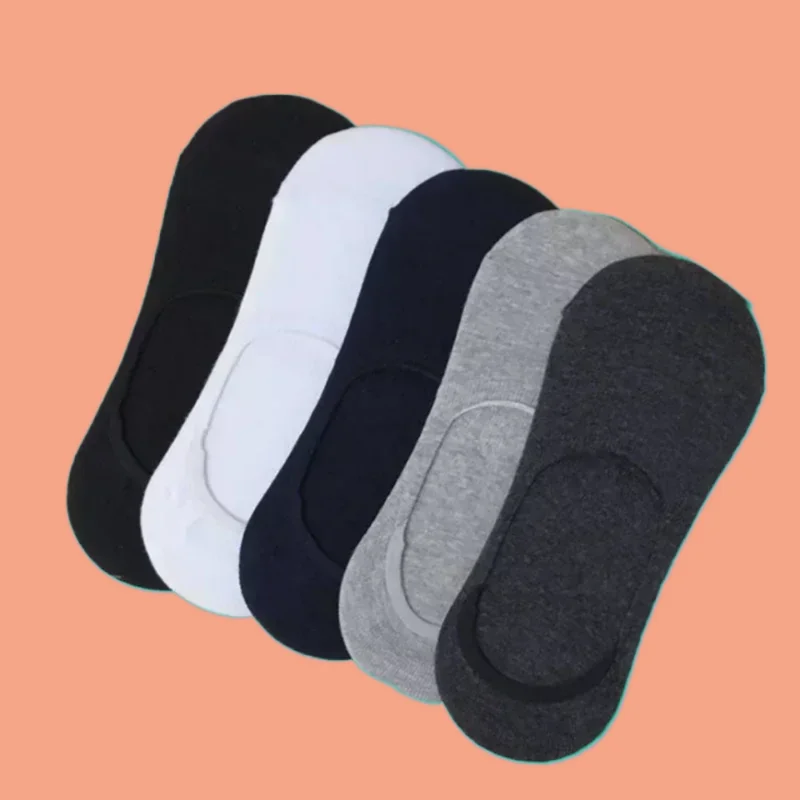 

5/10/20 Pairs Fashion Ankle Short Low Cotton Black White Non-slip Silicone Thin Socks High Quality Invisible Men's Boat Socks