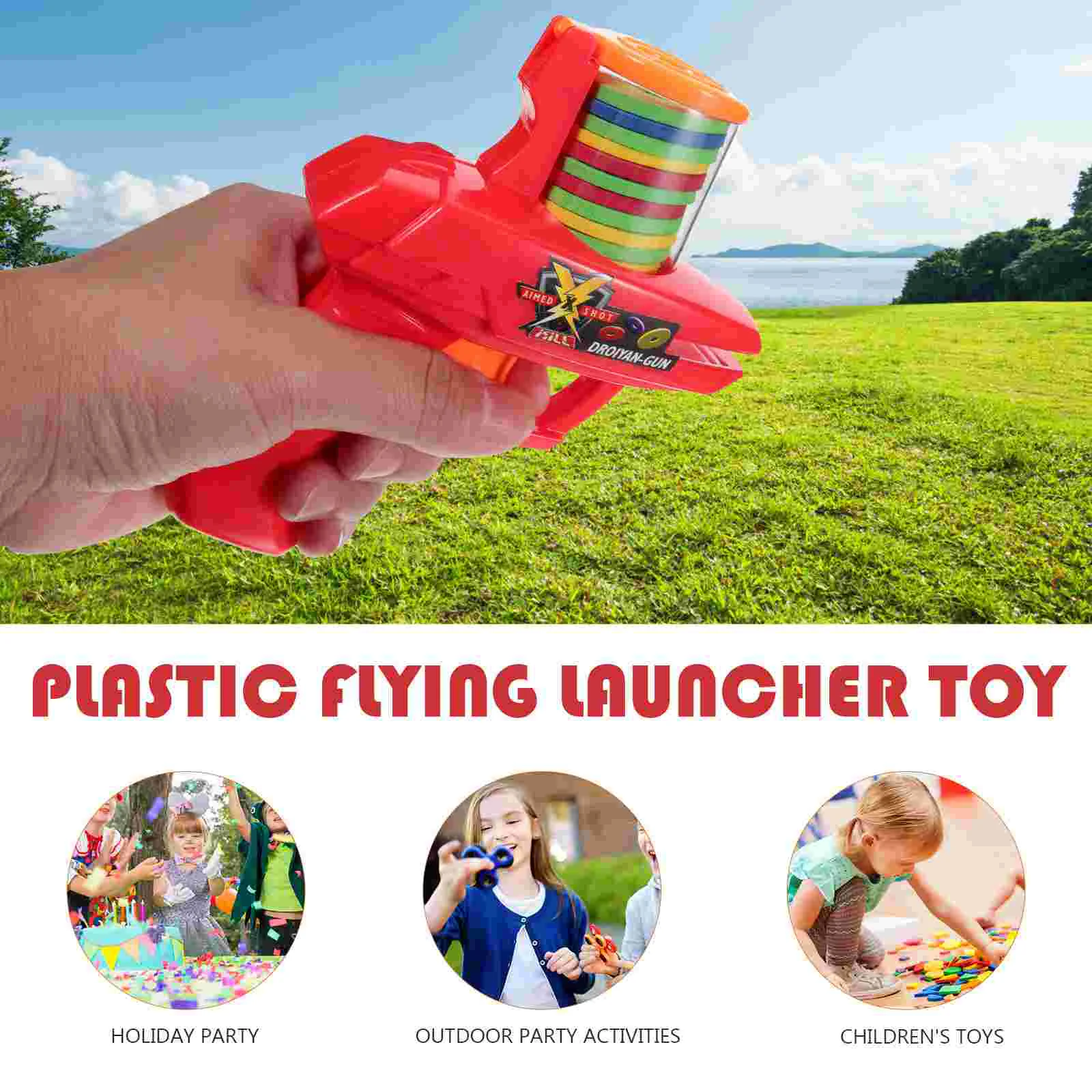 2 Pcs Disc Launcher Toy Teasing Outdoor Flying Plaything Toys for Kids Automatic Interactive