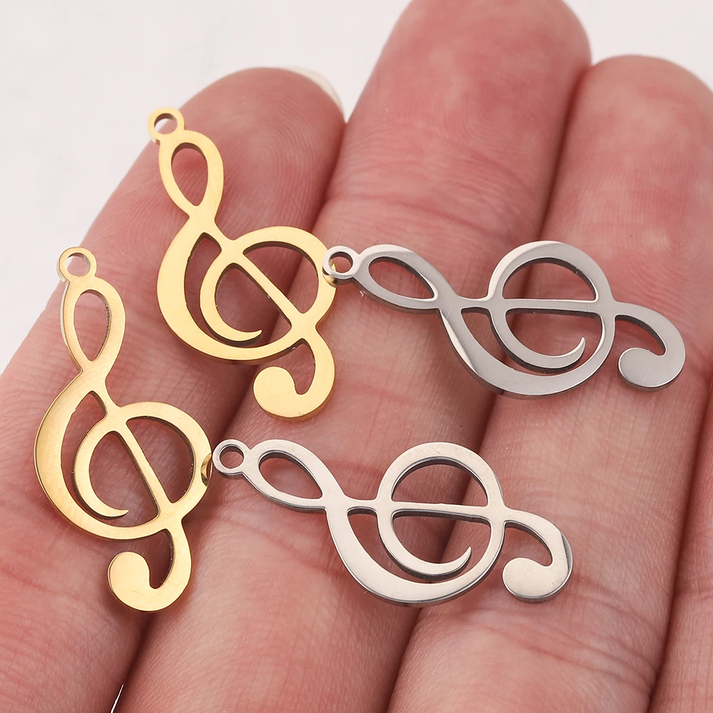 10pcs Gold-Plate Stainless Steel musical note Charms Cute Pendants for Necklace DIY Bracelet Jewelry Making Findings Wholesale