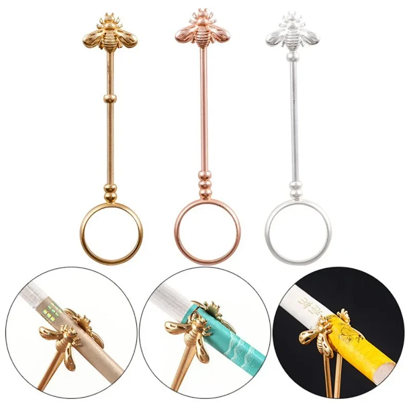 MOONSHADE Fun Bee Shape Cigarette Holder Ring Rack Portable Fine Smoke Cigarette Finger Clip Women Smoking Accessories Gadgets