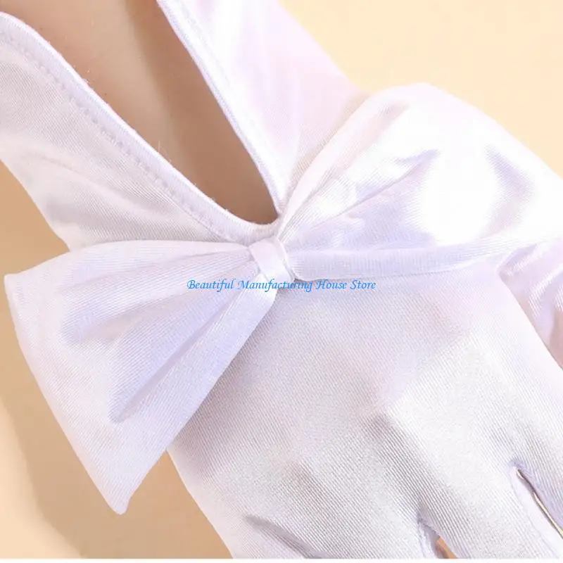 ถุงมือ E56a ถุงมือสั้นสีขาวสั้นสำหรับ Proms Concert Concert Evening Banquet Accessory Gloves Short