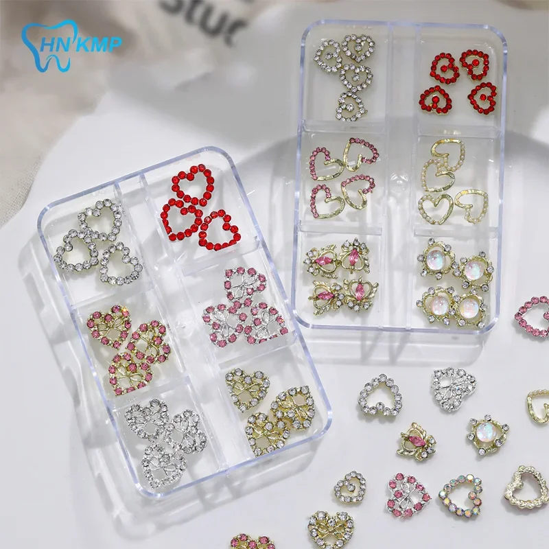 

2Pcs 3D Loving Heart Shaped Nail Art Rhinestone Gems Charms Luxury Diamond Alloy Glitter Hearts Jewelry Nail Supplies Accessory