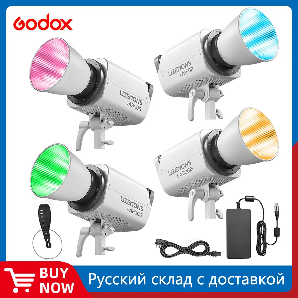 GODOX LA150R LA200R LA300R LA300Bi LITEMONS Full-color LED Light with App Control Photography Light Bowens Mount for Video Vlog