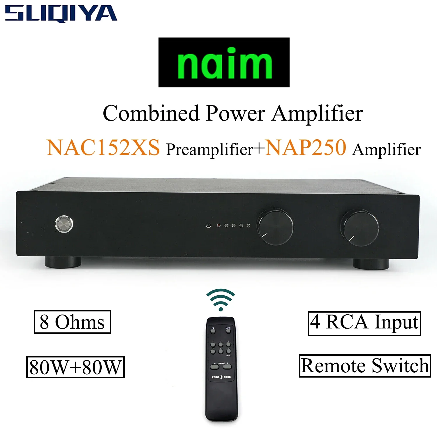 SUQIYA-Remote Integrated Amplifier Base On Niam Nap250 Amplifier + Nac152 Preamplifier 80w +80w Combined Power Amplifier