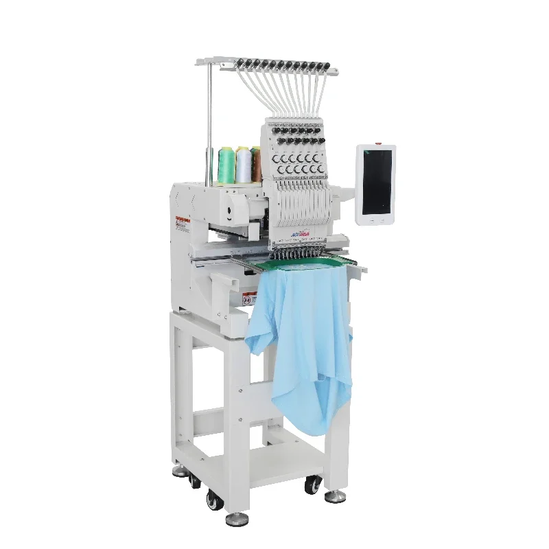 ماكينة تطريز القميص الصغيرة الأوتوماتيكية ذات الرأس الواحد ذات 9 سنون