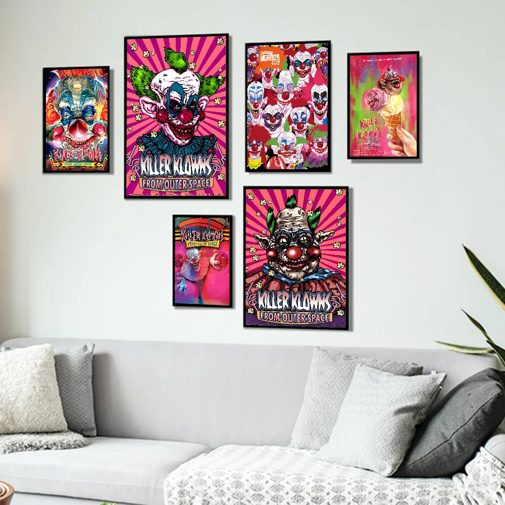 Killer Klowns from Outer Space Self-adhesive Art Poster Whitepaper Sticker DIY Room Bar Cafe Wall Decor