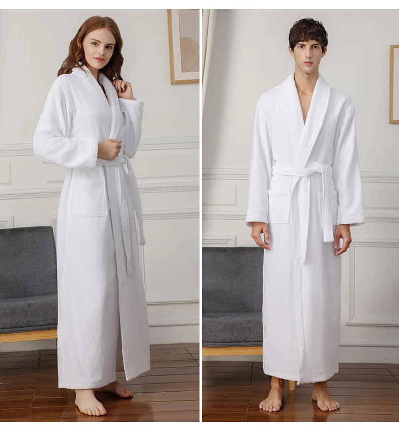 100% Cotton Toweling Terry Extra long Extra thick Robe blue Bath Robe Women Nightrobe Sleepwear Casual Home Bathrobe халат