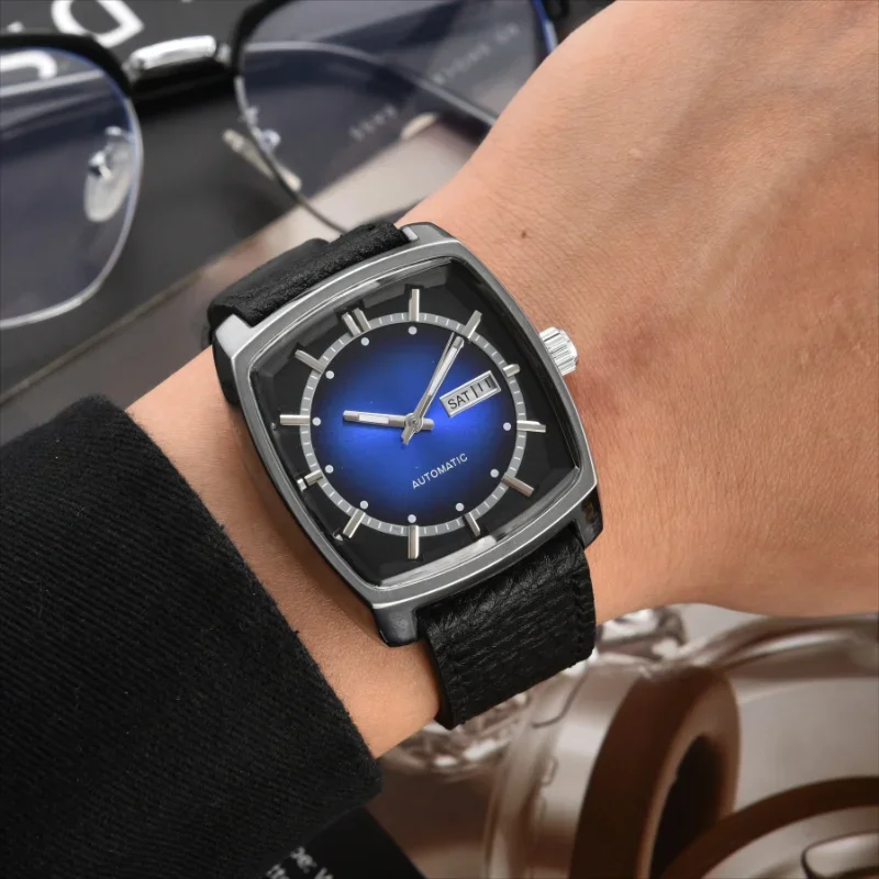 ساعة فاخرة غير ميكانيكية للأعمال والروس ذات علامة تجارية أوتوماتيكية وحزام جلدي إصدار محدود كوارتز مقاومة للماء للرجال
