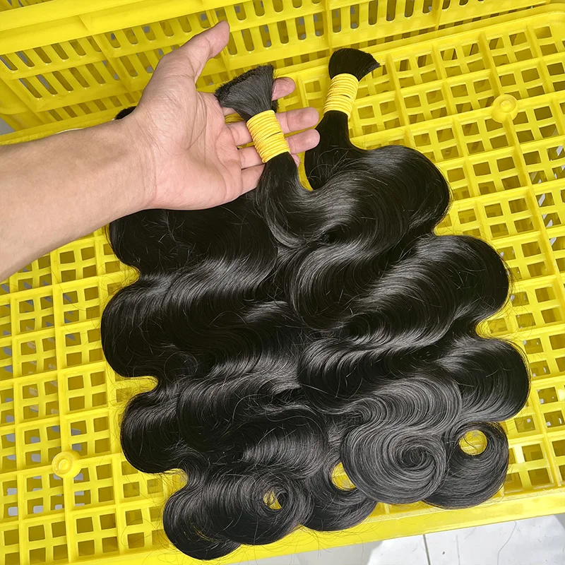 الجسم موجة 100% الشعر البشري السائبة للتضفير غير المجهزة لا لحمة الطبيعية الخام متموج الشعر التمديد الضفائر الطبيعية الأسود 100 جرام/قطعة 15A #3