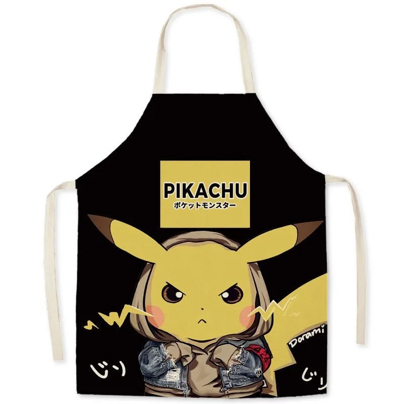 Cute Pikachu Printed Apron Home Kitchen Cooking Baking Apron Sleeveless Waist Parent-child Apron Kawaii Home Decoration