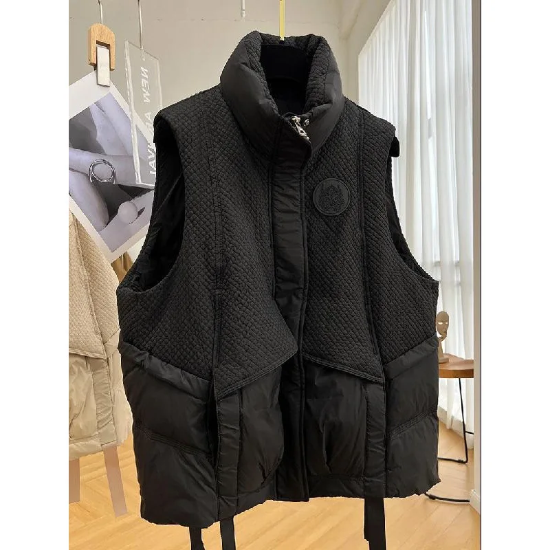 

Vests Waistcoats Thin Womens Quilted Autumn Flaps Touring Multi-Pockets Outdoors Patchwork Edge Techwear Utility Durable Trendy