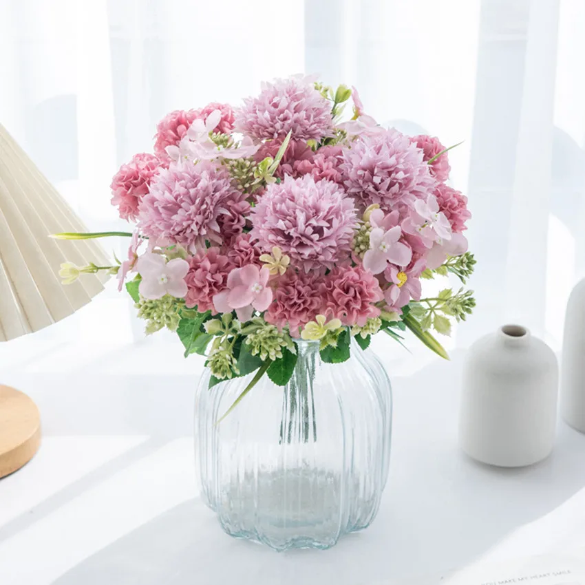 Künstliche Blumen Seidenlila Kugelchrysantheme Hochzeitskranz Heimdekoration Festival-Deko DIY-Geschenke Brautsträuße Gartenparty – Detail 4