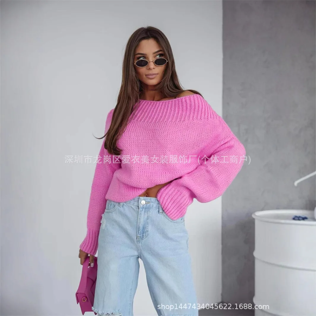 

2025 Autumn Winter New Solid Color Round Neck Long Sleeve Pullover Sweater Women Commuting Temperament Loose Multi Color Options