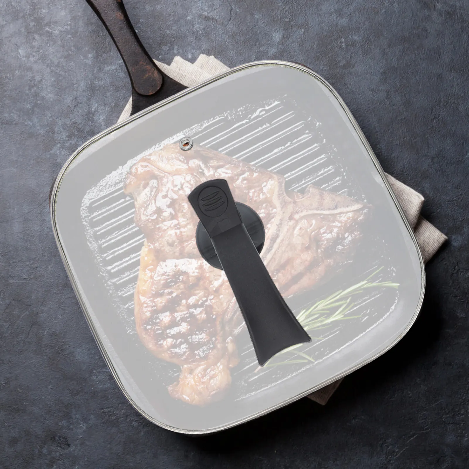 

1Pcs Electric Square Frying Pot Glass Cover Tempered Transparent Lid Vertical Handle Anti-Scald Overflow Kitchen Accessory