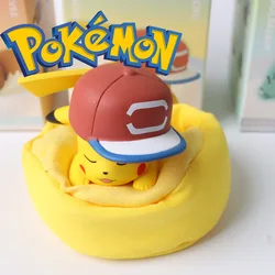 Cartoon Sleep Pillow Pikachu Snorlax Bulbasaur Anime Figures PVC Model Toys Q Version Dolls Cute Plush Bedroom Decor Kids Gift