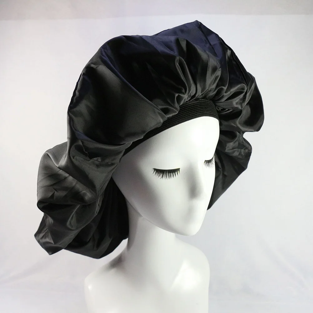 

Extra Large Double Layer Elastic Hair Sleeping Cap Soft Breathable Skin Friendly Satin Silk Material Protects Hairstyle No