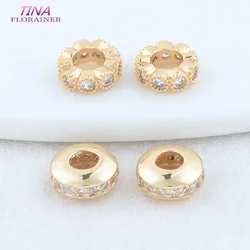 지르콘 휠 비즈 스페이서 비즈 팔찌 고품질 Diy 쥬얼리 액세서리, 3x8MM 4x8.5MM 14K 골드 컬러 황동