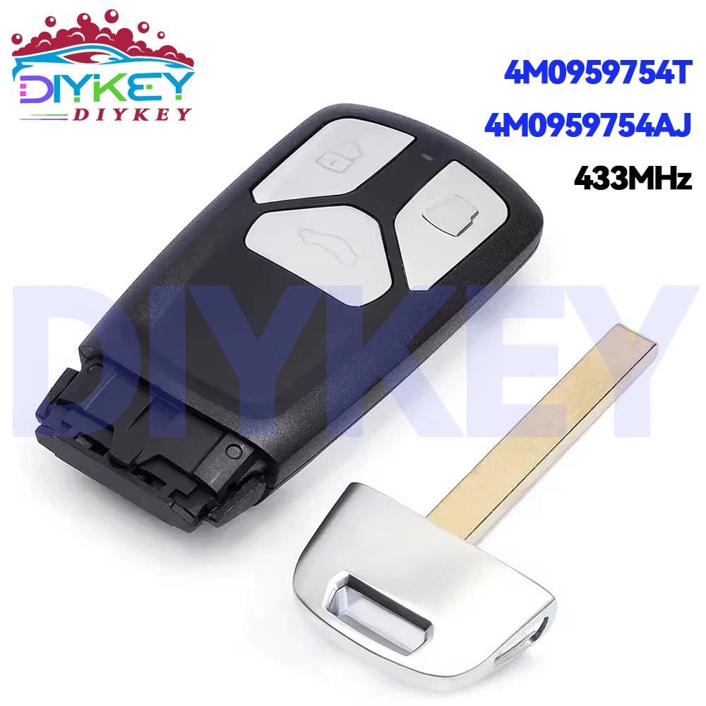 

DIYKEY 433MHz 4M0959754T For Audi TT A4 A5 Q5 Q7 S5 SQ5 2016 2017 2018 2019 4M0959754AJ Smart Remote 3 Buttons Key Fob