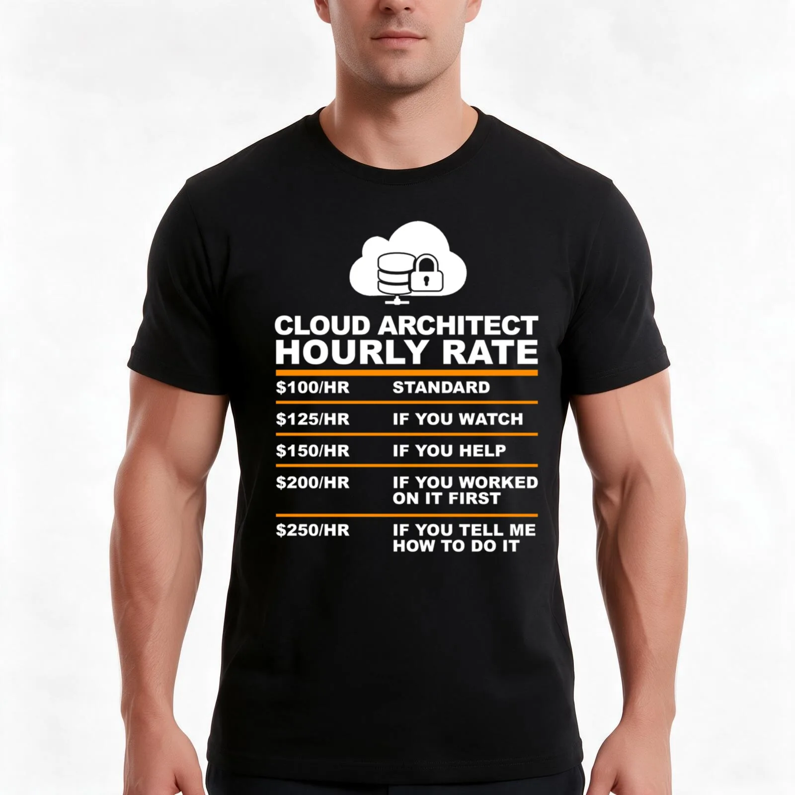 CLOUD ARCHITECT HOURLY RATE usd T-Shirt Summer Casual Cotton Tee Oversized Streetwear Tops Vintage Graphic Print 100% Cotton