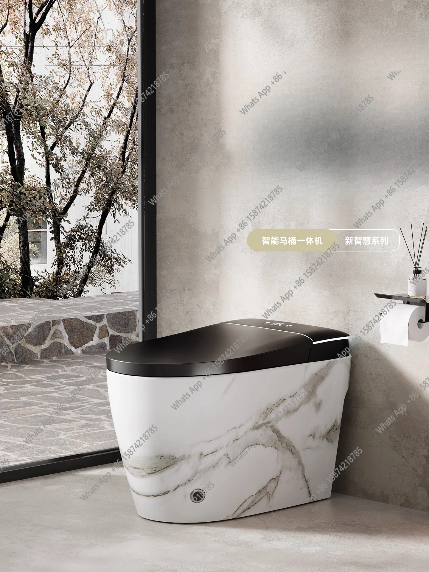 MX Imitation Marble Pattern Household Siphon Imitation Marble Pattern Automatic Smart Toilet Toilet Has No Water Pressure Limit