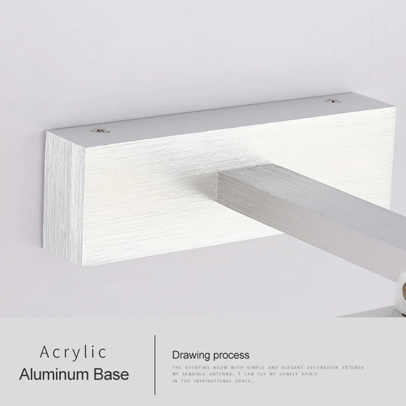 مصباح مرآة مثبت على الألومنيوم من الأكريليك LED مقاس 40 سم 50 سم أسود دافئ وأبيض للمكياج وإضاءة LED لغرفة النوم والحمام #6