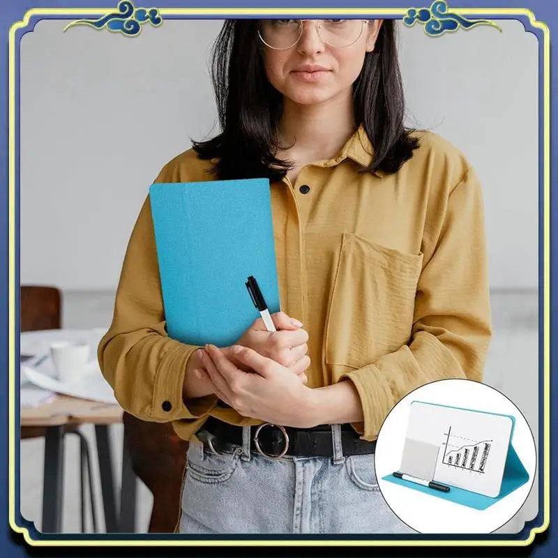 A86p-quadro branco pequeno portátil, mini ímã reutilizável placa apagável a seco com marcador limpar pano magnético placa apagável a seco