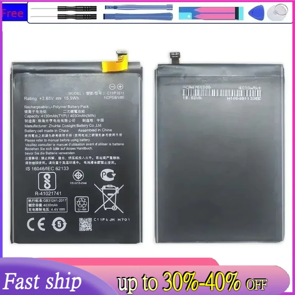 4130Mah C11P1611 Battery For ASUS Zenfone Z3 MAX ZC520TL Pegasus 3 X008 X008D Z01B Smartphone Batteria