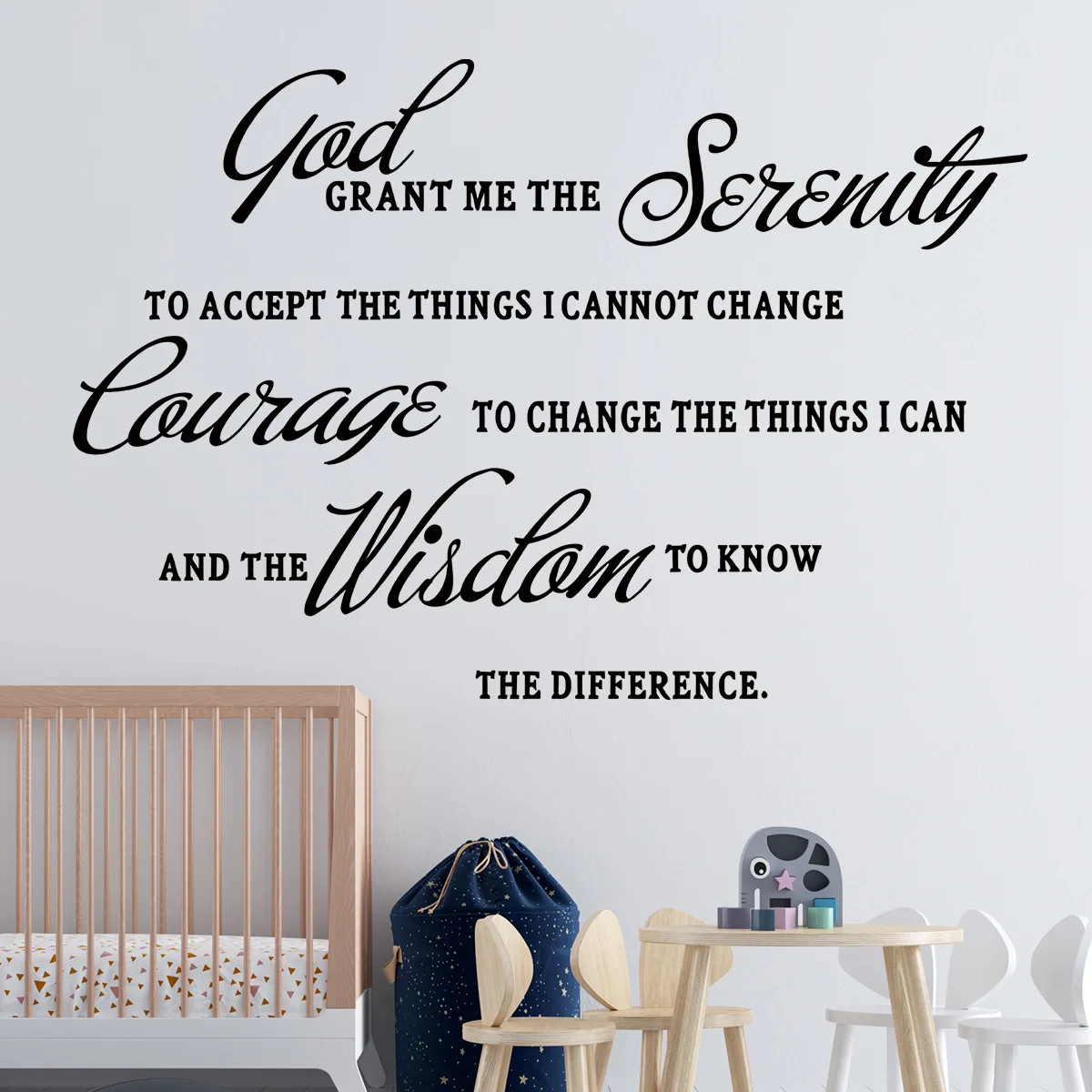 God Grant Me The Serenity Prayer Bible Art Inspirational Quote Vinyl Wall Stickers for Living Room Bedroom Classroom Home Decor