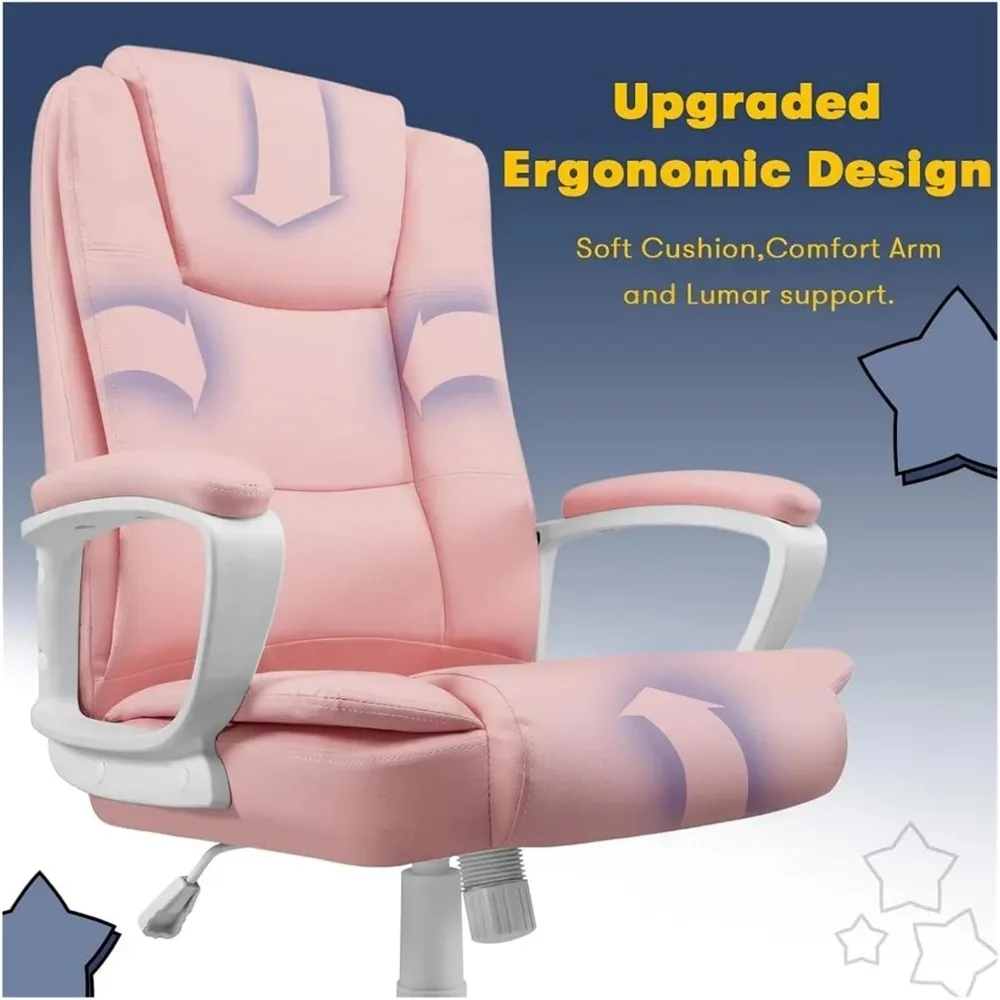 كرسي مكتب مريح، كرسي مهام دعم قطني قابل للتعديل، كرسي جلدي حديث عالي الظهر مع مساند للذراعين، مريح #3