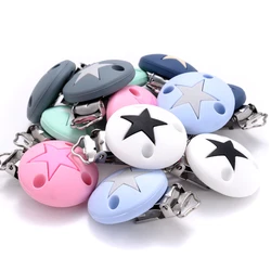 3Pcs Round Star Shaped Silicone Clips Baby Pacifier Clips Accessories for DIY Pacifier Chain Nursing Teething Chew Toys BPA Free