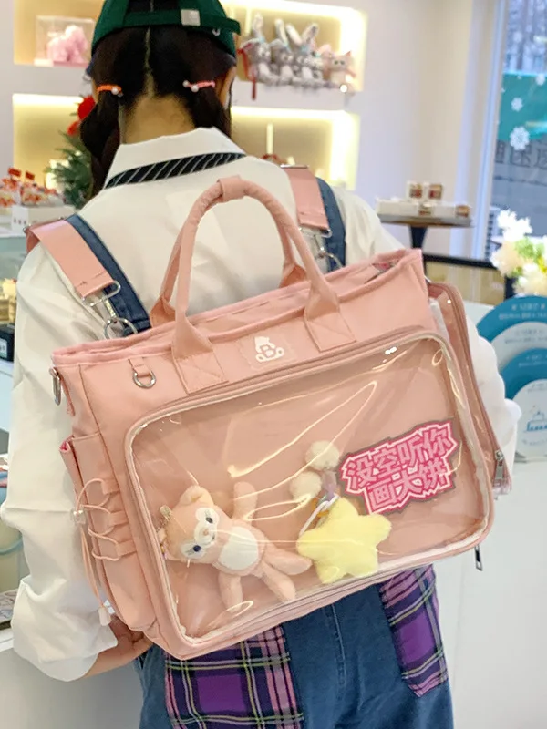Simple Cotton Doll Pain Bag Tote Crossbody Shoulder Bag Street Style ITA Backpack Macaron Color Nylon Material Unisex Daily Use